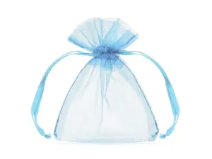 20 Sky Blue Organza Bags 7.5 X10cm