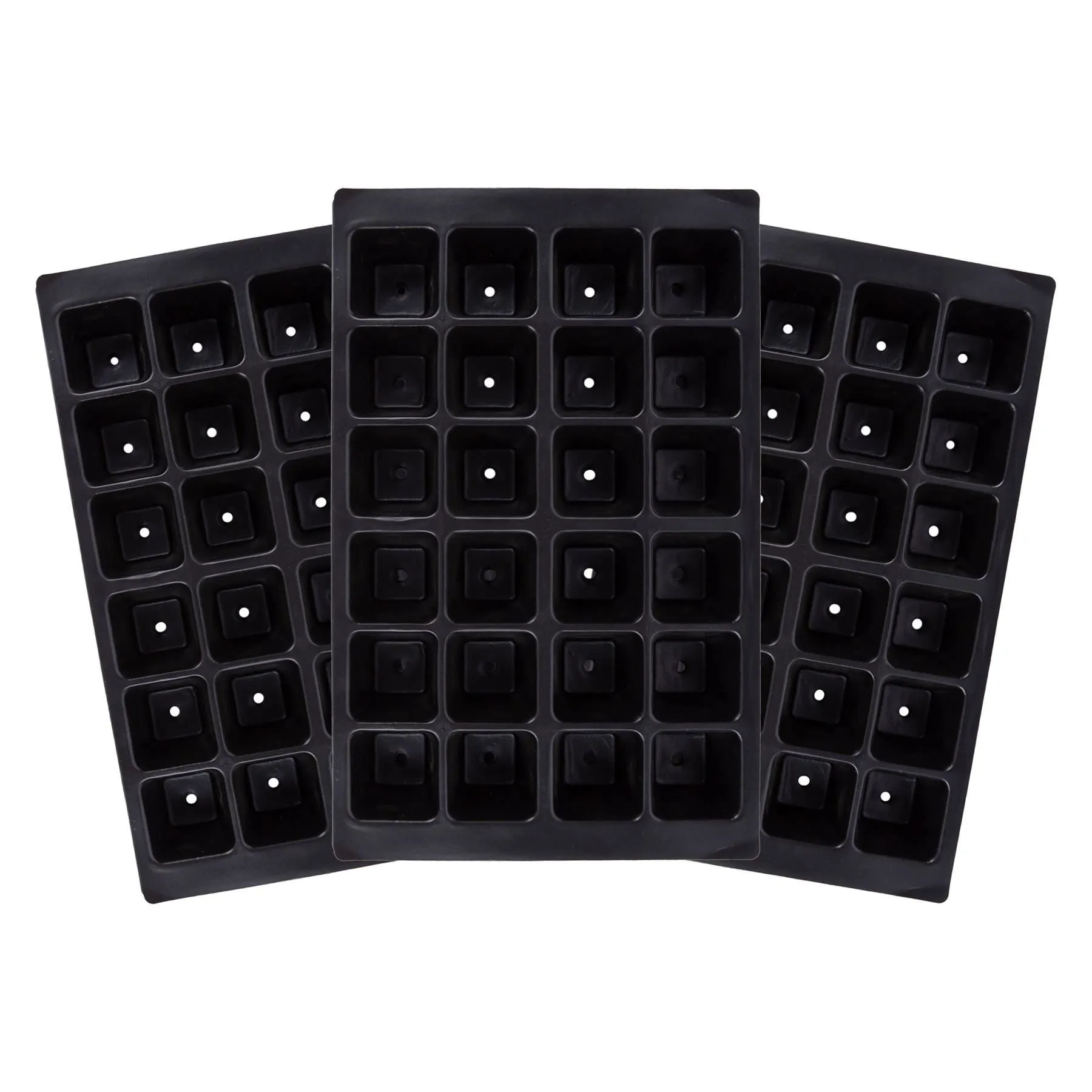 24pc Black Plastic Seed Starting Trays Set - Pack of Three - By Green Blade