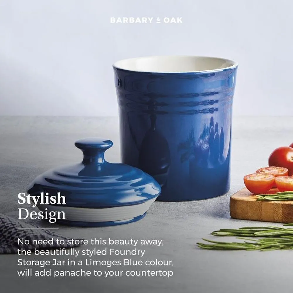 Barbary & Oak Foundry 17cm Limoges Blue Ceramic Storage Jar