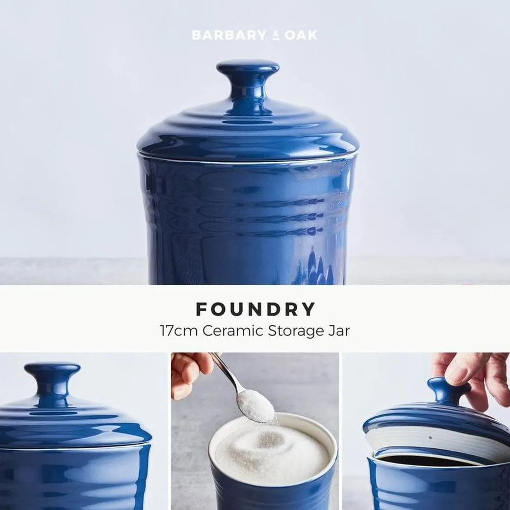 Barbary & Oak Foundry 17cm Limoges Blue Ceramic Storage Jar