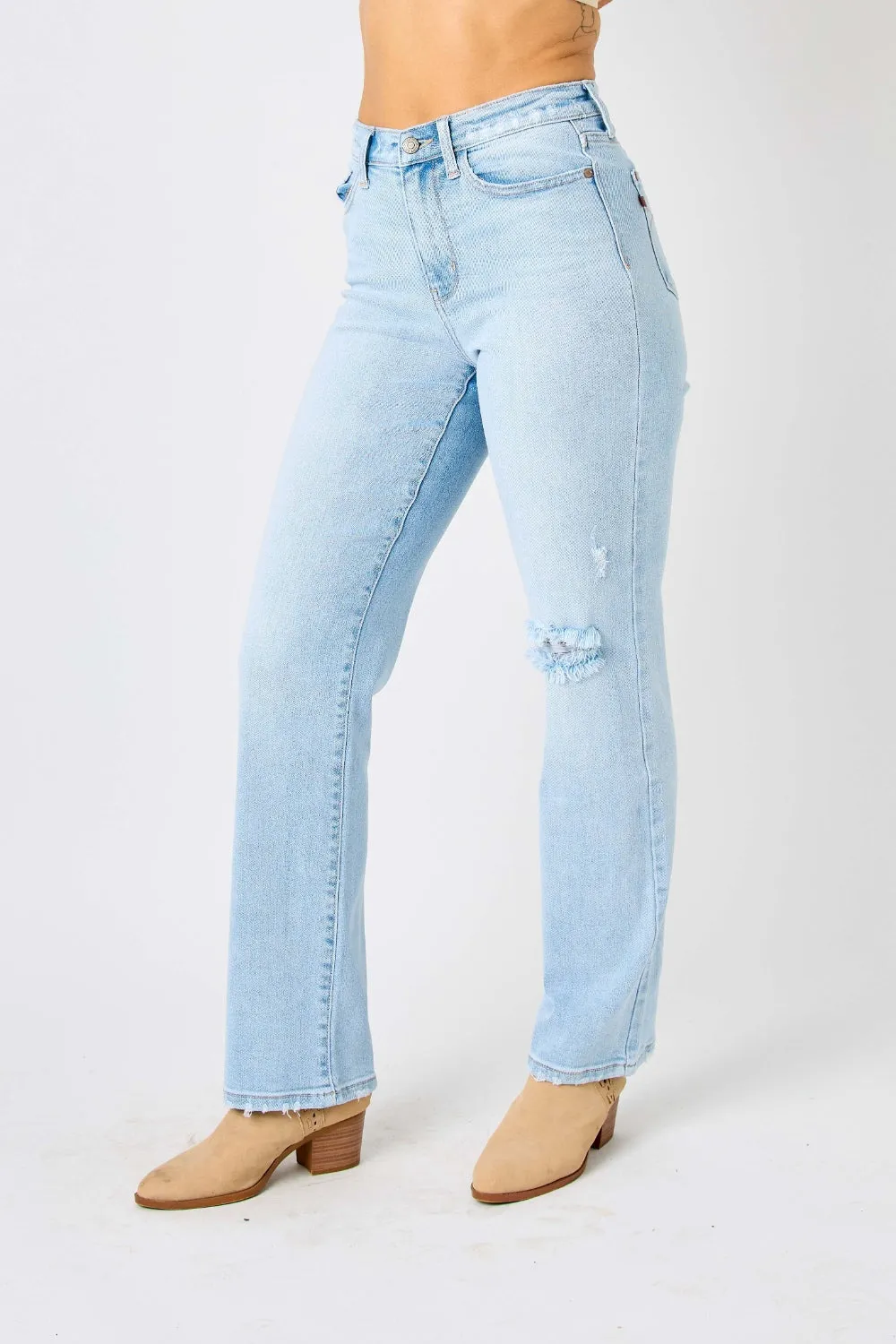 Callie - High Waist Distressed Straight Jeans - Judy Blue - Exclusively Online