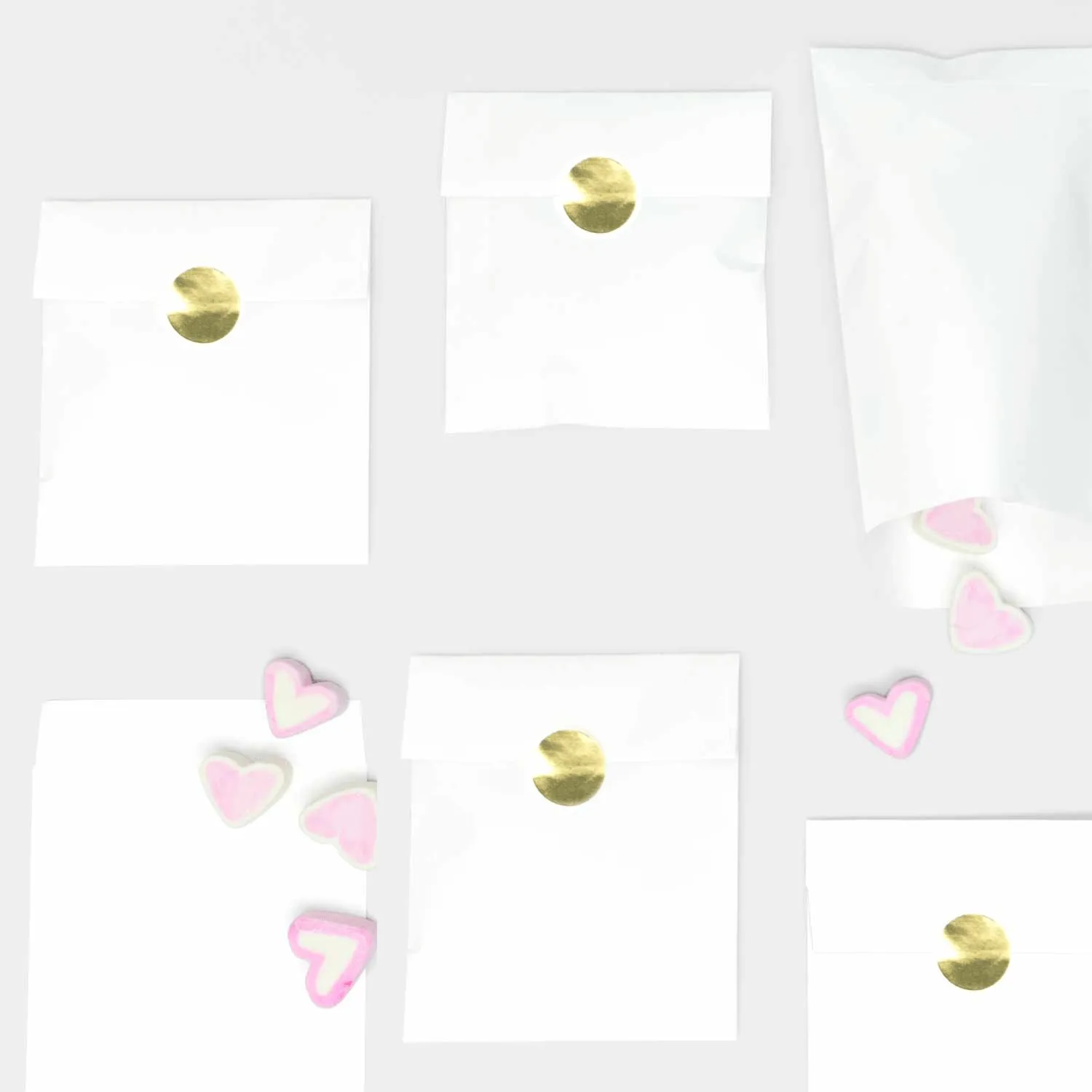 White Paper Bags and Stickers Mix (24 bags)