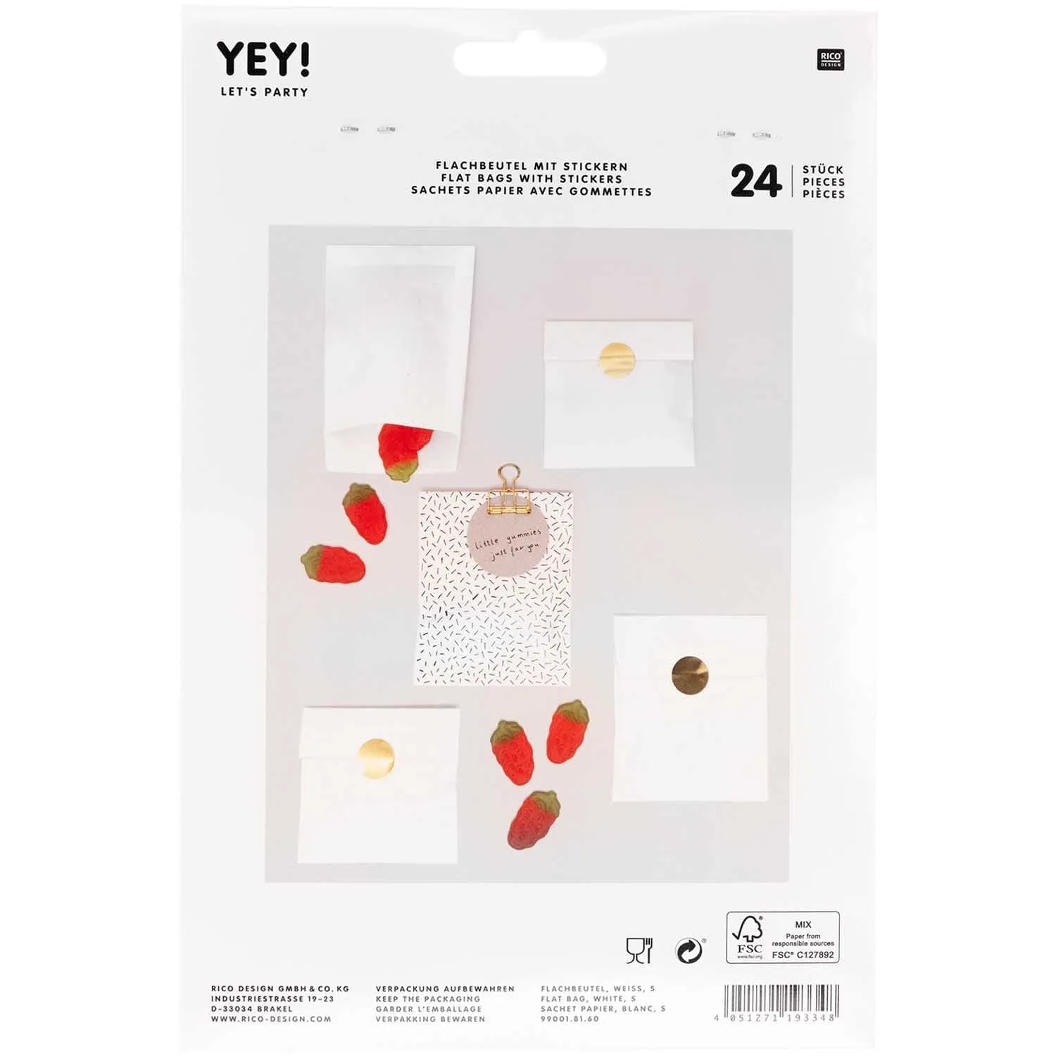 White Paper Bags and Stickers Mix (24 bags)